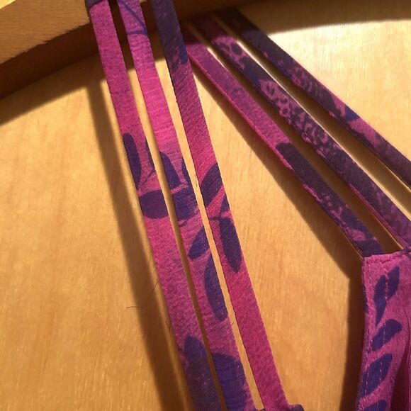 Express Retro Tank-Purple Floral-Flowy-Strappy Sz M-Fairy-Whimsigoth - Picture 10 of 11